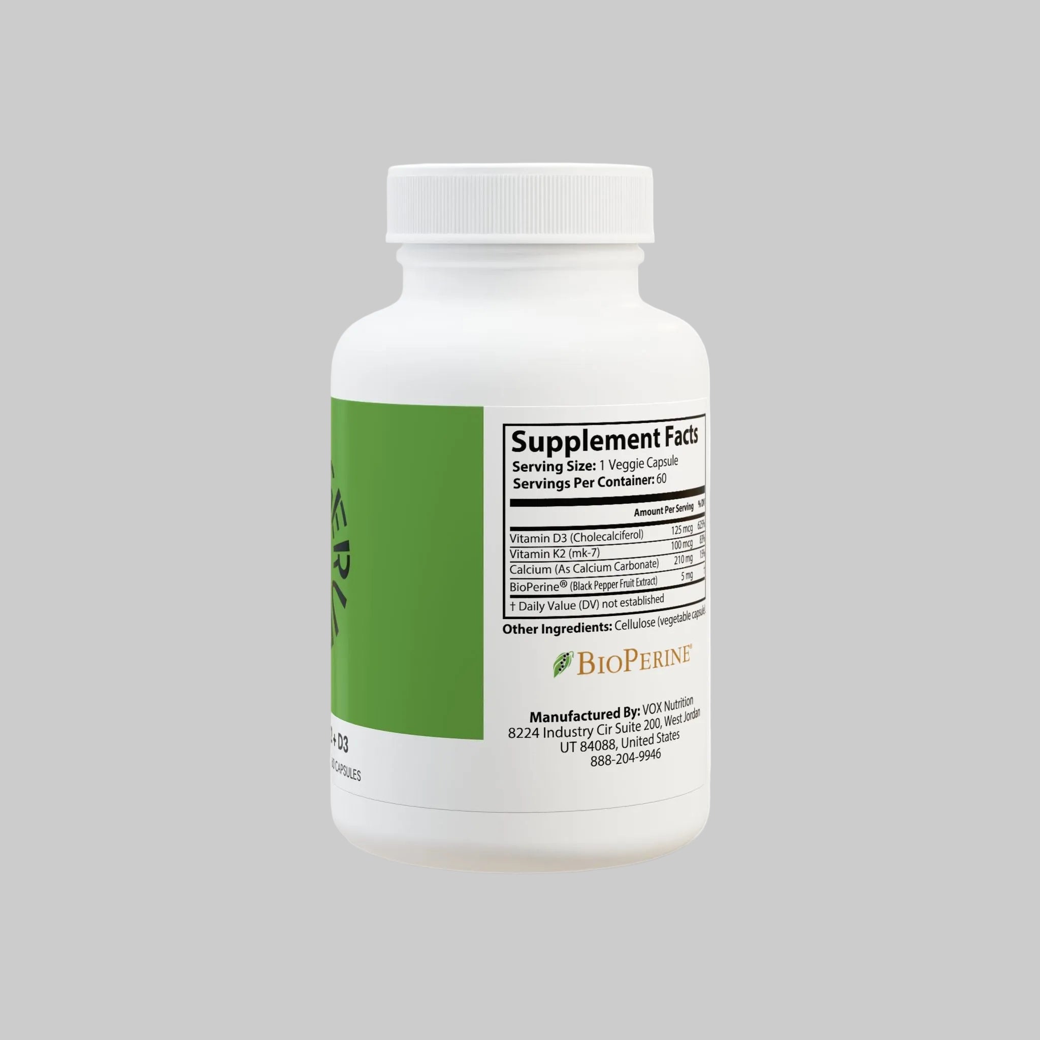 Vitamin K2 + D3 Supplement (60 Capsules)