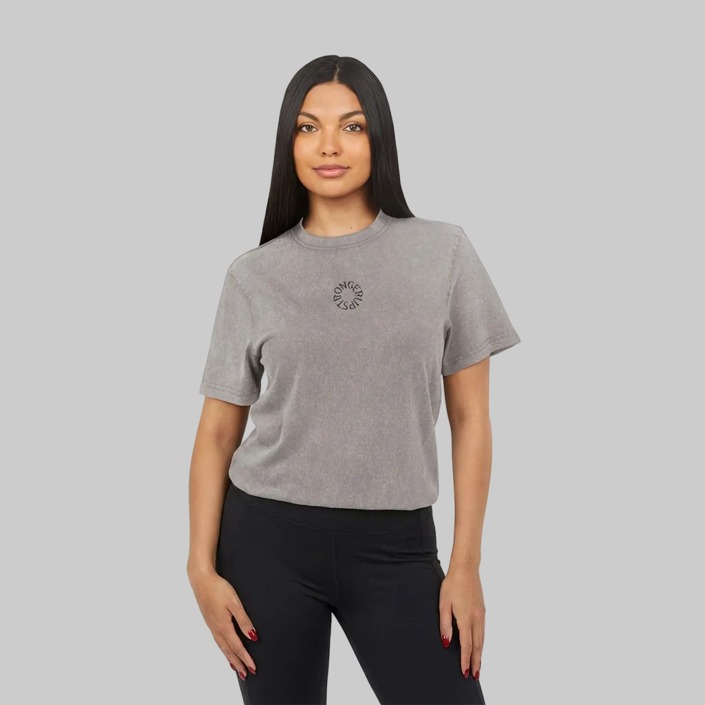 Acid Washed Round Neck Tee