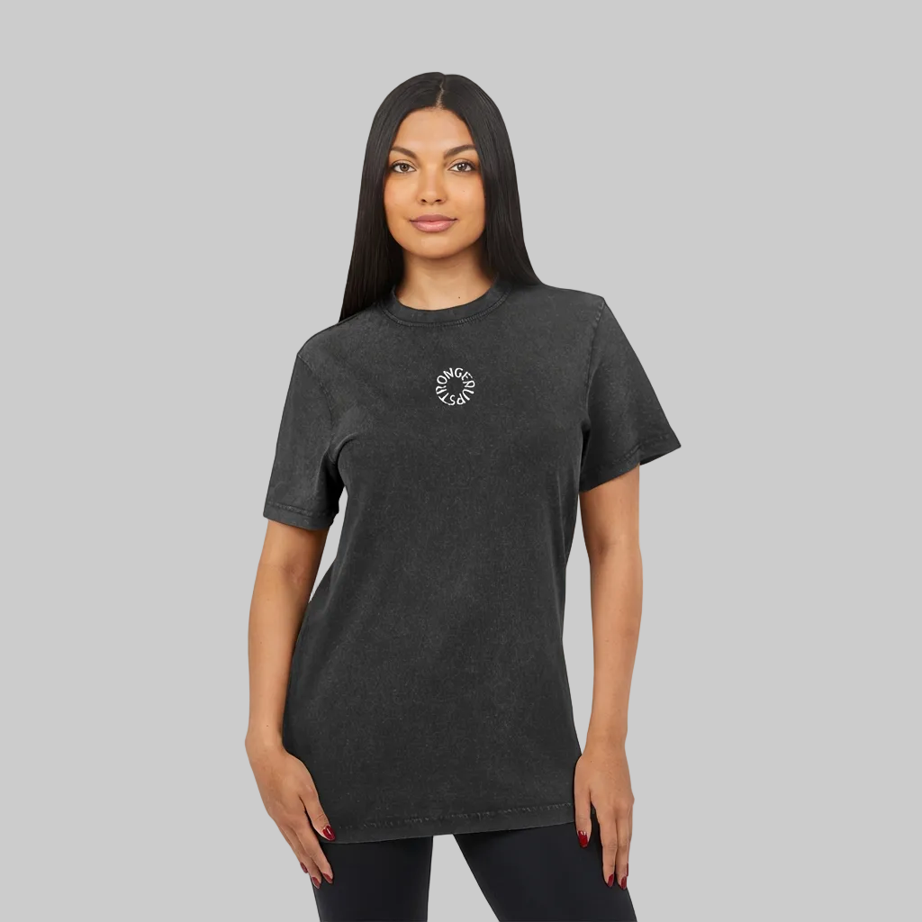 Acid Washed Round Neck Tee